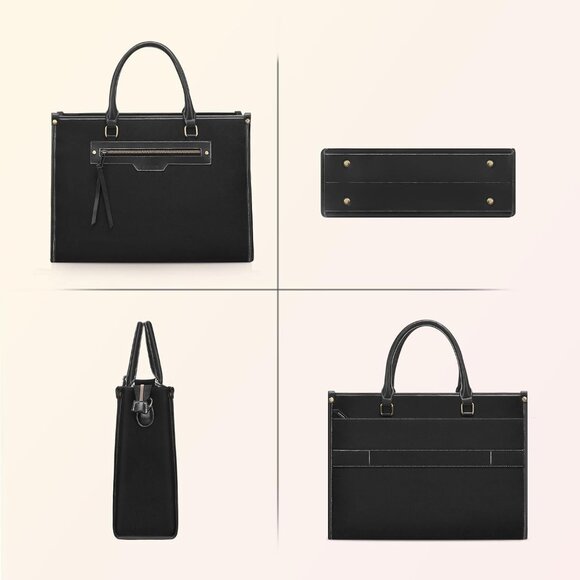 Laptop Tote Bag for Women, 15.6 inch Canvas Laptop Bag with Front Pocket, Large - Picture 6 of 7